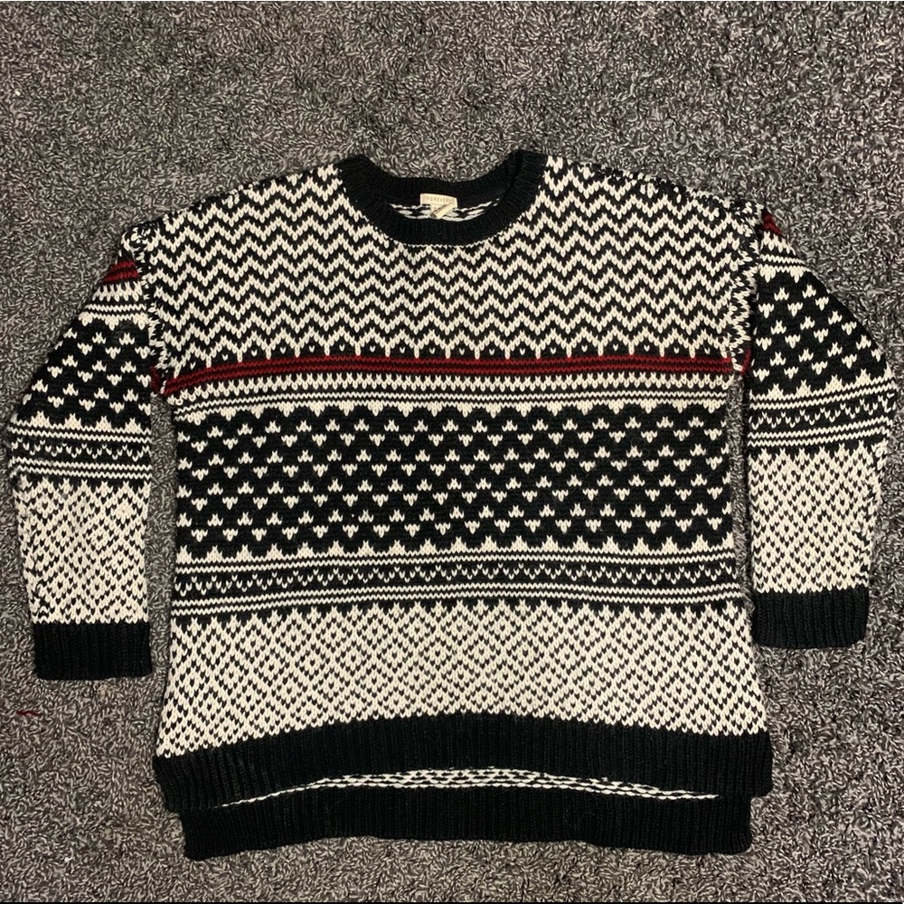 Forever 21 oversized knit sweater size M high neck red/black Christmas sweater